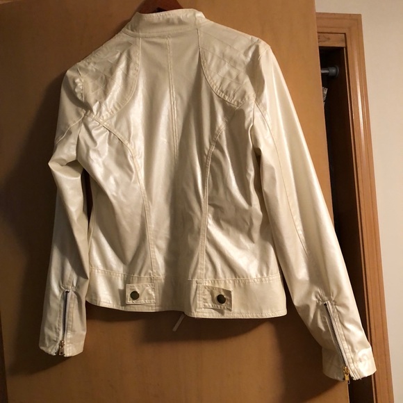 Cream Leather Jacket - Picture 4 of 4